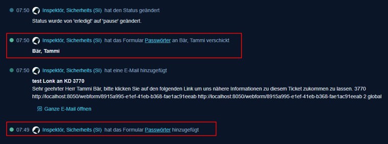 Historieneinträge zu Formularen