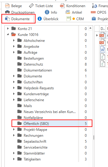 Recht für öffentliche Dokumente im ServiceBoard